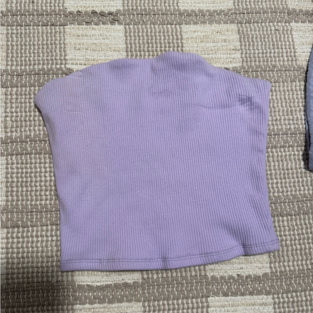 Garage Light Purple Ribbed Crop Top